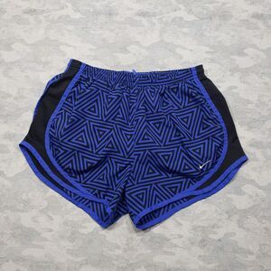 Nike Shorts Womens Small Black Blue Geo‎ Print Drawstring Running Active